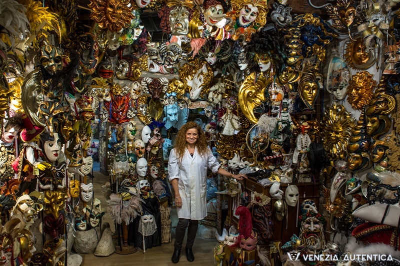 L'Arlecchino Masks Shop by Marilisa, in Venice, Italy, offers a huge variety of authentic hand made venetian masks