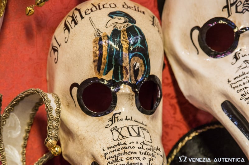 One of the most iconic venetian masks is the "Medico della Peste", the doctor of the plague. Marina's"Teatro Maschere" in Venice offers fine Venetian hand crafted mask.