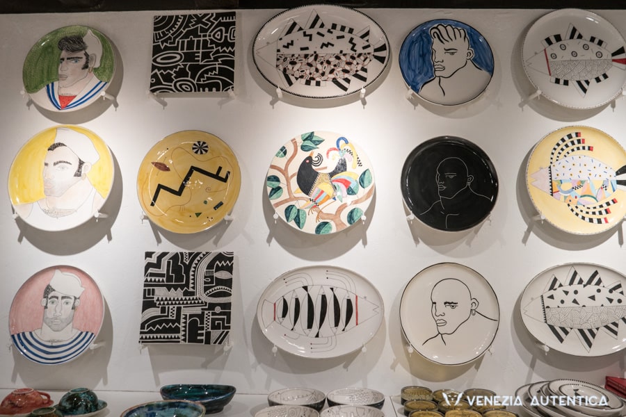 Alessandro Merlin Ceramics - Venezia Autentica | Discover and Support the Authentic Venice - Step into Alessandro's shop and workshop and be welcomed by wonderful artistic pottery, ranging from serving trays decorated with colorful fishes and birds, to fine black and white teapots with erotic images, depicting naked young men.