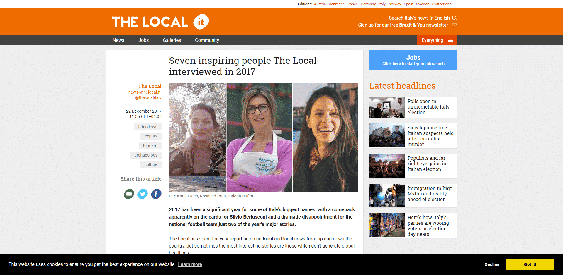The Local features Valeria Duflot and Sebastian Fagarazzi as two of the seven most inspiring people they interviewed in Italy in 2017 - Venezia Autentica | Discover and Support the Authentic Venice -